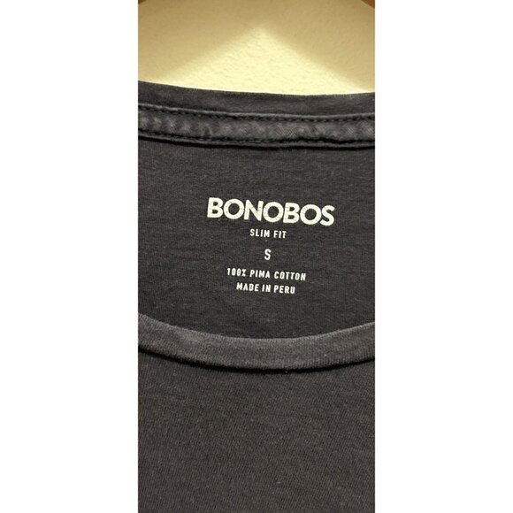 BONOBOS Cotton Tee Crewneck T-Shirt Navy Blue Size Small - Picture 3 of 4
